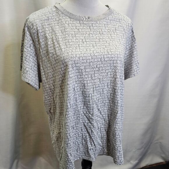 MICHAEL Michael Kors Gray Peace and Love Logo Tee Size 2X - Picture 3 of 8